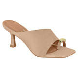 Vizzano 6536-102 Open Toe Mule Heel in Beige Napa