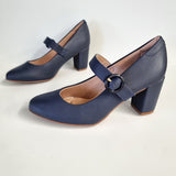 Modare 7377-106 Block Heel Mary-Jane Pump in Navy