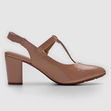 Modare 7377-107 Block Heel T-Bar Pump in Beige Patent