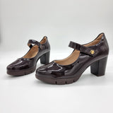 Modare 7384-201 Block Heel Mary-Jane Pump in Cocoa Patent