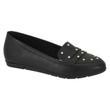 Modare 7385-104 Round Toe Flat Loafer in Black Napa