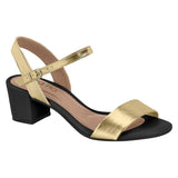 Beira Rio 8246-1176 Low Heel Sandal in Black/Gold