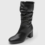 Beira Rio 9076-102 Mid-Calf Scrunched up Boot in Black Napa