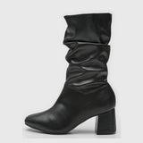 Beira Rio 9076-102 Mid-Calf Scrunched up Boot in Black Napa