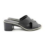 Beira Rio 8379-251 Block Heel Slip-On Sandal in Black Napa
