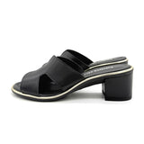 Beira Rio 8379-251 Block Heel Slip-On Sandal in Black Napa