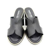 Beira Rio 8379-251 Block Heel Slip-On Sandal in Black Napa