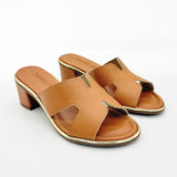 Beira Rio 8379-251 Block Heel Slip-On Sandal in Camel Napa