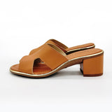 Beira Rio 8379-251 Block Heel Slip-On Sandal in Camel Napa