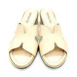 Beira Rio 8379-251 Block Heel Slip-On Sandal in Cream Napa