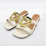 Beira Rio 8560-101 Slip-on Flat Sandal in Off White