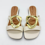 Beira Rio 8560-101 Slip-on Flat Sandal in Off White