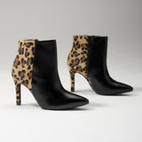 Vizzano 3049-219 Pointy Toe Stiletto Heel Ankle Boot in Black/Multi Beige