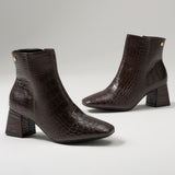 Vizzano 3098-100 Block Heel Boot in Cocoa Croc