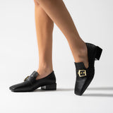 Vizzano 1445-102 Square Toe Loafer in Black Napa
