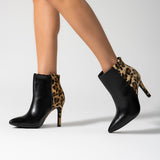 Vizzano 3049-219 Pointy Toe Stiletto Heel Ankle Boot in Black/Multi Beige