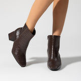 Vizzano 3098-100 Block Heel Boot in Cocoa Croc