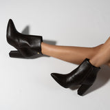 Vizzano 3105-100 Block Heel Pointy Toe Ankle Boot in Cocoa