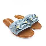 Moleca 5297-446 Ruffled Slip-on Sandal in Sky Blue