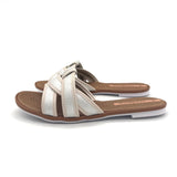 Moleca 5297-474 Slip-on Flat Sandal in Silver Glow