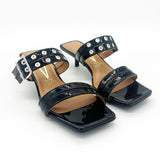 Vizzano 6518-103 Kitten Heel Mule in Black Patent