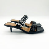 Vizzano 6518-103 Kitten Heel Mule in Black Patent
