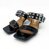 Vizzano 6518-103 Kitten Heel Mule in Black Patent
