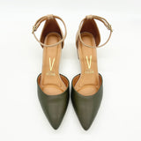 Vizzano 1220-317 Block Heel Ankle Strap Pump in Olive/Beige