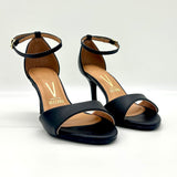 Vizzano 6524-100 Mid Heel Sandal in Black Napa