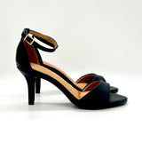 Vizzano 6524-100 Mid Heel Sandal in Black Napa