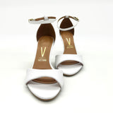 Vizzano 6524-100 Mid Heel Sandal in White Napa