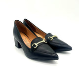 Vizzano 1220-378 Block Heel Pointy Toe Pump in Black Napa