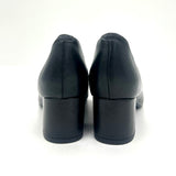 Vizzano 1220-378 Block Heel Pointy Toe Pump in Black Napa