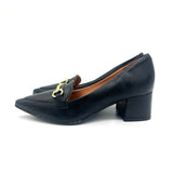 Vizzano 1220-378 Block Heel Pointy Toe Pump in Black Napa