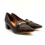 Vizzano 1220-378 Block Heel Pointy Toe Pump in Chocolate Napa