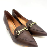 Vizzano 1220-378 Block Heel Pointy Toe Pump in Chocolate Napa