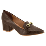 Vizzano 1220-378 Block Heel Pointy Toe Pump in Chocolate Napa