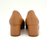 Vizzano 1220-378 Block Heel Pointy Toe Pump in Nude Napa