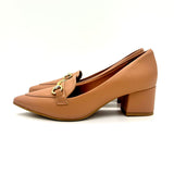 Vizzano 1220-378 Block Heel Pointy Toe Pump in Nude Napa
