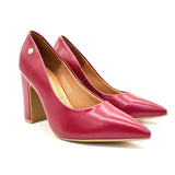 Vizzano 1285-400 Block Heel Pointy Toe Pump in Cherry Napa