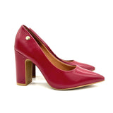 Vizzano 1285-400 Block Heel Pointy Toe Pump in Cherry Napa