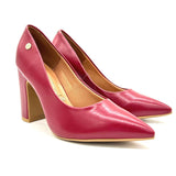 Vizzano 1285-400 Block Heel Pointy Toe Pump in Cherry Napa