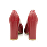 Vizzano 1285-400 Block Heel Pointy Toe Pump in Cherry Napa