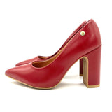 Vizzano 1285-400 Block Heel Pointy Toe Pump in Cherry Napa