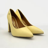 Vizzano 1285-400 Block Heel Pointy Toe Pump in Yellow Napa