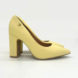 Vizzano 1285-400 Block Heel Pointy Toe Pump in Yellow Napa