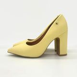 Vizzano 1285-400 Block Heel Pointy Toe Pump in Yellow Napa