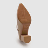 Vizzano 1290-532 Pointy Toe Block Heel Mary-Jane Pump in Beige Napa