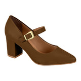 Vizzano 1290-532 Pointy Toe Block Heel Mary-Jane Pump in Cappuccino Napa