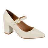 Vizzano 1290-532 Pointy Toe Block Heel Mary-Jane Pump in Off White Napa
